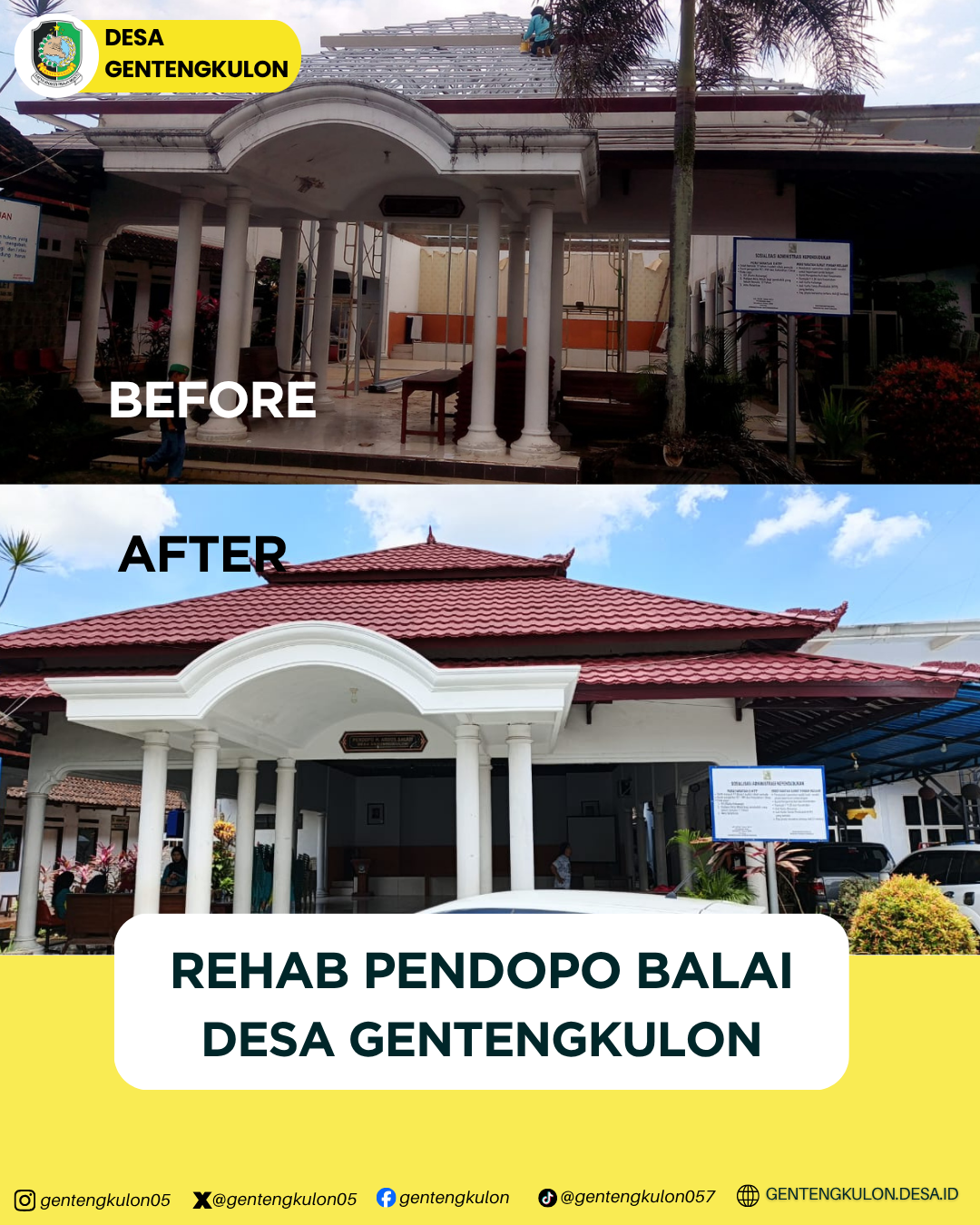 Gambar Berita Rehabilitasi Pendopo Balai Desa Gentengkulon Selesai Dilaksanakan dengan Dana Desa (DD) Tahun 2025