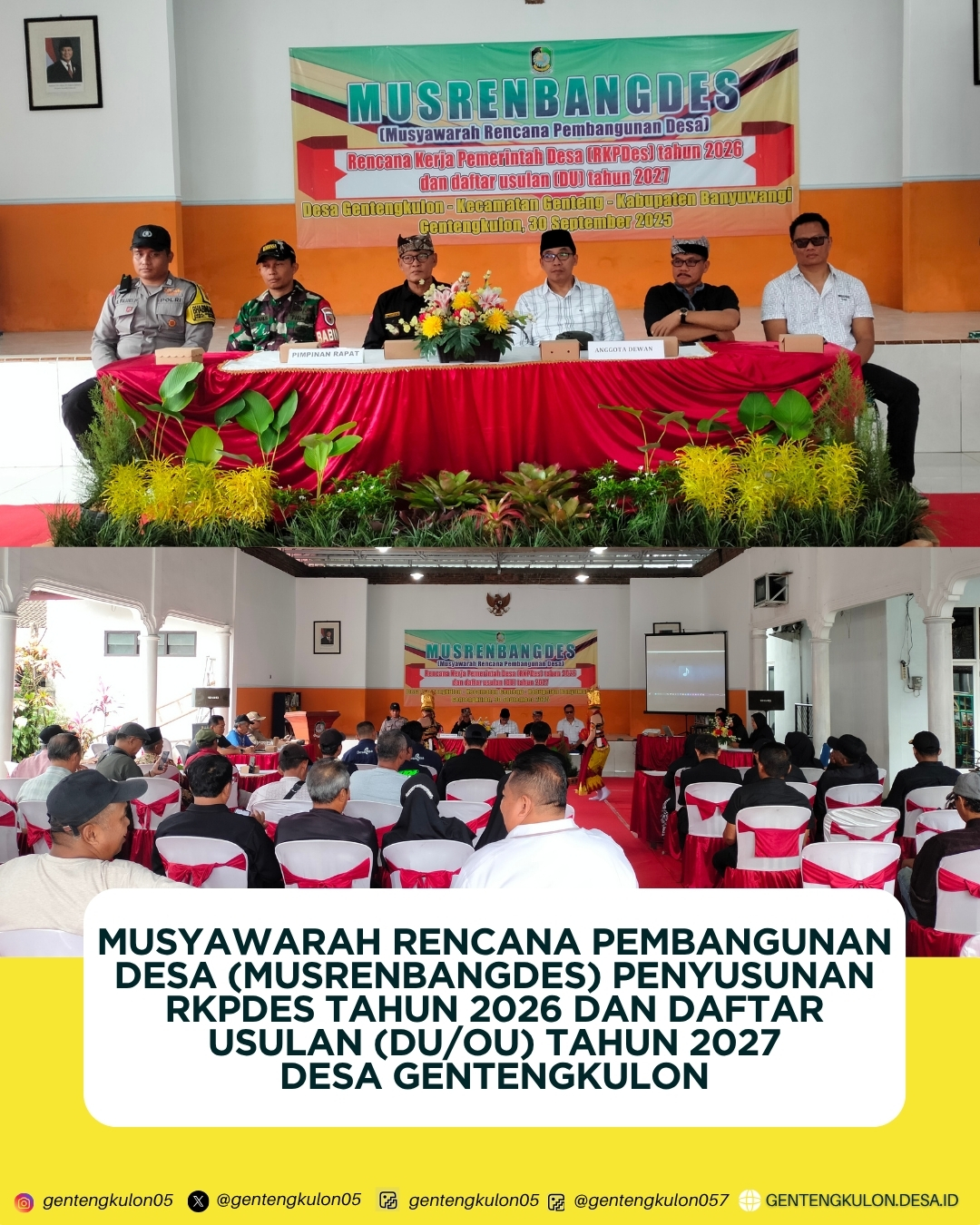 Gambar Berita MUSYAWARAH RENCANA PEMBANGUNAN DESA (MUSRENBANGDES) PENYUSUNAN RKPDes TAHUN 2026 DAN DAFTAR USULAN (DU/OU) TAHUN 2027 DESA GENTENGKULON